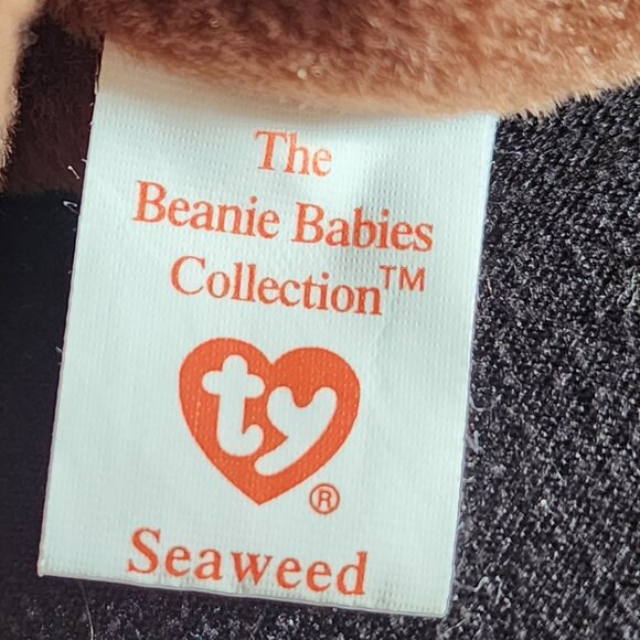 Ty RARE Beanie Baby Seaweed (P.V.C PELLETS) GREAT CONDITION With Tag Errors - Picture 8 of 9
